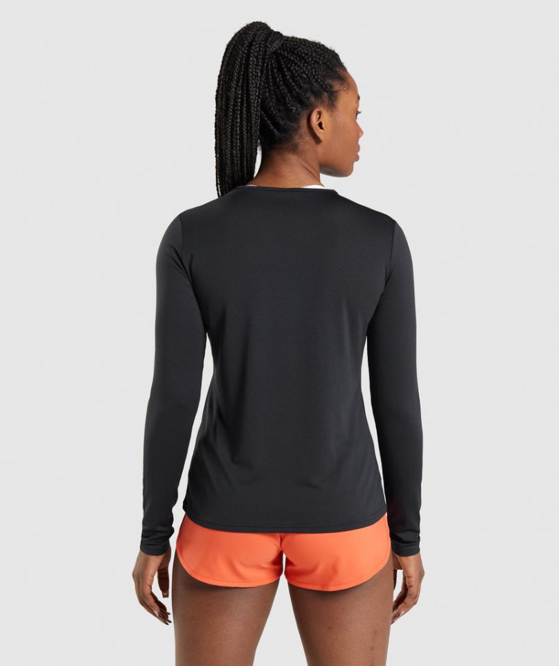 Women's Gymshark Training Long Sleeve Top T-Shirts Black | CA 5703N1